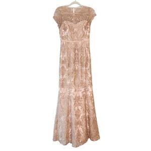 Marchesa Notte Gown Dress Sz 4 Blush Metallic Elegant Formal Event Wedding Prom